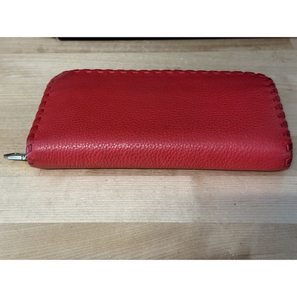 Tory Burch Red Pebbled Leather Zip Around Large Continental Wallet Wristlet - Picture 5 of 9